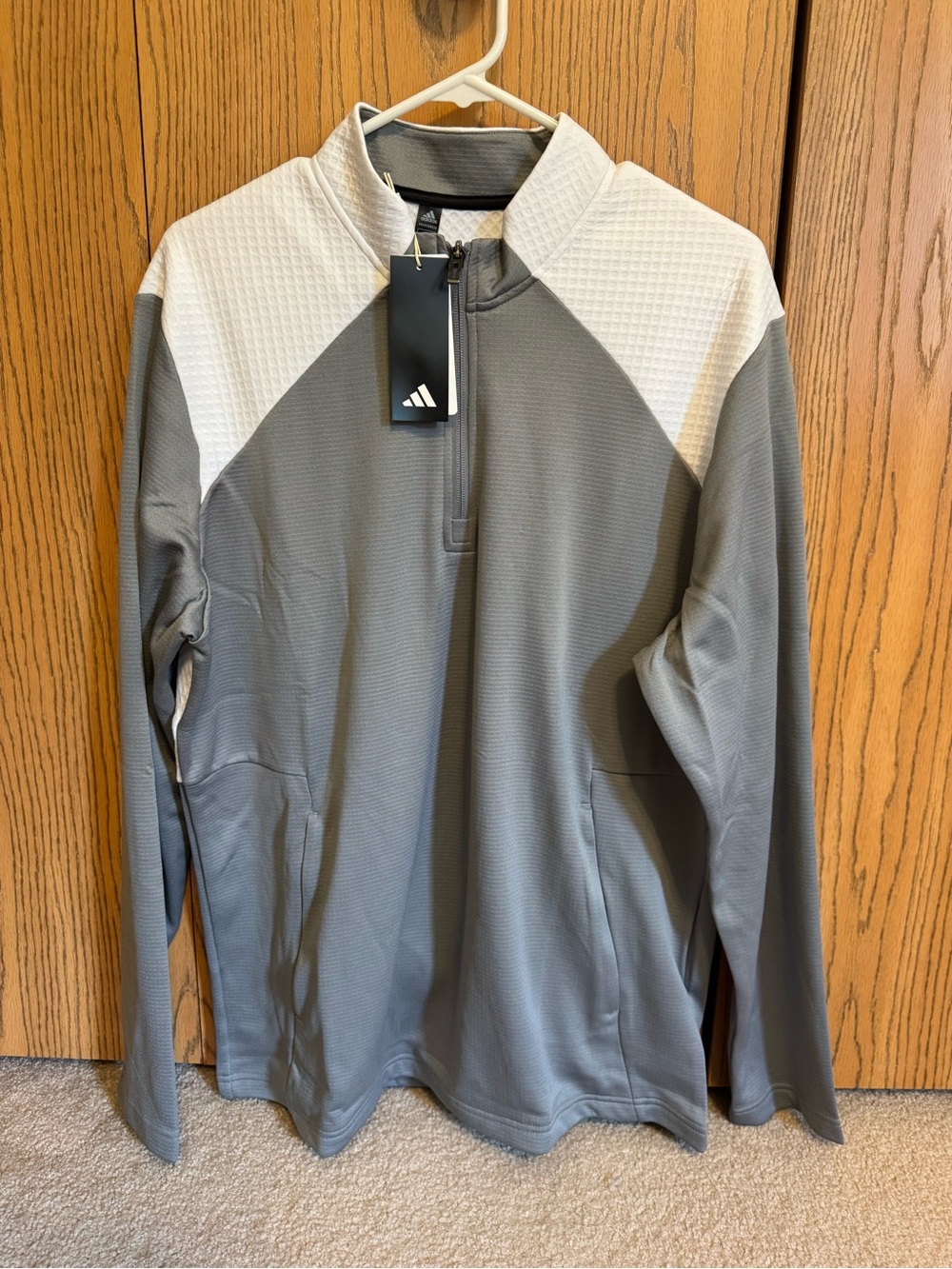 adidas Men's Textured Mixed Media Quarter-Zip Pullover